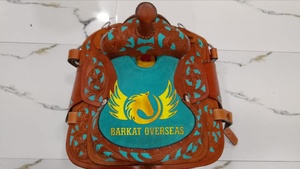 Custom Kids Brown Tooled Turquoise inlay Genuine Leather Western Horse Saddle for kids Portable Riding durable comfy seat - Product Image 4