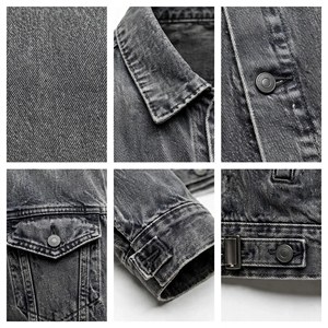 Veste en jean noir délavé pour homme AMKOOR, col rabattu en coton, fermeture éclair, coupe décontractée, hiver - Product Image 6