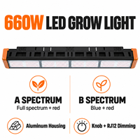 Produit # Lampe de culture LED à spectre complet 1-660W IP54 avec boîtier en aluminium, variateur RJ12 pour l'éclairage des cultures en serre et en intérieur