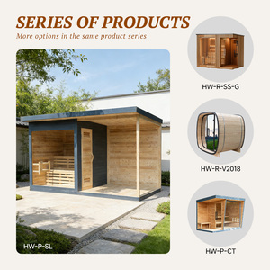 Sauna Exterior de Lujo <span class=keywords><strong>con</strong></span> Bañera de Hidromasaje Frío, Casa de Sauna de Madera Termotratada para Bienestar, Spa, Villa, Jardín, Terapia - Product Image 4