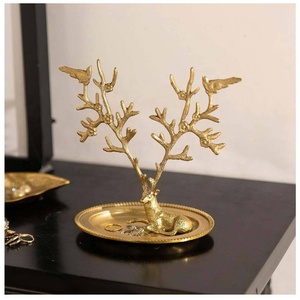 New Arrival Brass Antler Jewelry <b>Ring</b> Holder Metal Decorative Jewelry Tray Trinket Dish for <b>Rings</b> Earrings Necklaces Bracelets - Product Image 2