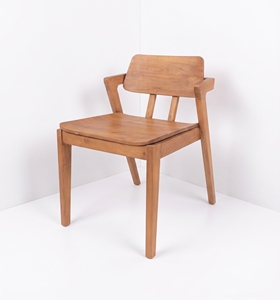 Fauteuil de salle à manger en teck massif naturel, style moderne et minimaliste, pour projets hôteliers, vente en gros, Jepara, Indonésie - Product Image 2