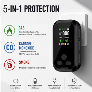 Détecteur <span class=keywords><strong>de</strong></span> gaz GPL 5 en 1 homologué UL, détecteur <span class=keywords><strong>de</strong></span> fumée, <span class=keywords><strong>de</strong></span> monoxyde <span class=keywords><strong>de</strong></span> carbone, <span class=keywords><strong>de</strong></span> propane, <span class=keywords><strong>de</strong></span> méthane, alarme avec batterie <span class=keywords><strong>de</strong></span> secours intégrée pour la maison - Product Image 2