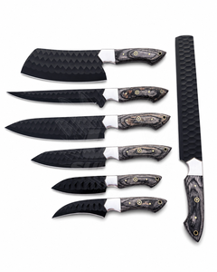 High Quality Damascus Steel Kitchen <b>Knife</b> Set 7-Piece Handmade Chef <b>Knives</b> Natural Wooden Ambidextrous Handles Modern Design - Product Image 1