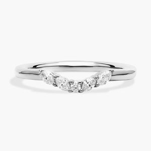 Bague en diamant marquise florale incurvée en or rose - Product Image 5