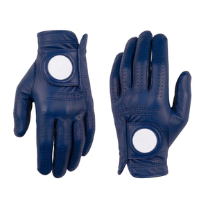 Black Genuine Leather Golf <b>Gloves</b> Full Finger Non-Slip Breathable Hook And Loop Closure Unisex <b>Sports</b> <b>Glove</b> - Product Image 3