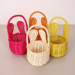 Cesta de conejo de ratán hecha a mano, artículos esenciales para manualidades de Pascua, buena elección de cestas de regalo tejidas - Product Image 1