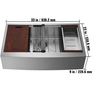 Lavello da Cucina Stile Rustico in Acciaio Inox 304, Vasca Singola da Incasso con Accessori per Uso Domestico - Product Image 3