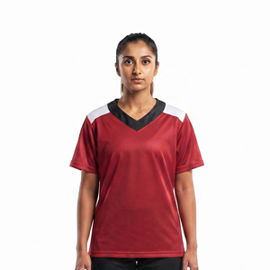 Camiseta deportiva de lacrosse de malla para mujer, diseño personalizado para equipos, ajuste holgado, camiseta de lacrosse de malla con cuello en V para mujer - Product Image 6