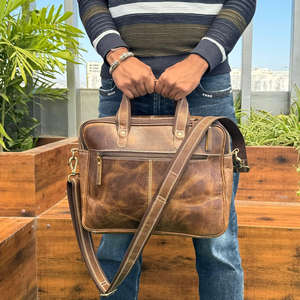 New High Quality Business Laptop Briefcases Work Shoulder Computer Handbags Full Grain Genuine Leather Bag for Man Briefcase Men - Product Image 5