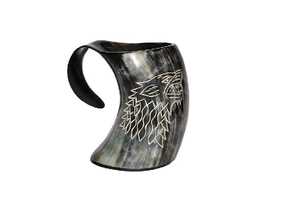 Mug à boire en corne de viking sculpté à la main, de haute qualité, poli, en corne naturelle d'Inde, pour le vin et la bière, provenant d'Inde. - Product Image 4