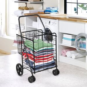 Carrello della spesa pieghevole a doppio scomparto con ruote girevoli - Carrelli e trolley pratici - Product Image 3