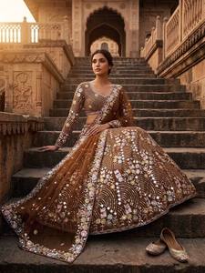Lehenga Choli en soie rose brodée, longueur au sol, tenue de mariage traditionnelle pour femmes, style Inde Pakistan - Product Image 6