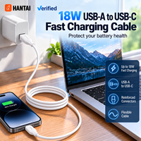 Câble de charge rapide USB-A vers USB-C 18W, cordon de synchronisation de données rapide pour smartphones, tablettes et appareils USB-C, iPhone, Samsung S24 Ultra