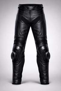 Pantalon de moto en cuir de vache véritable noir – Style course - Product Image 1