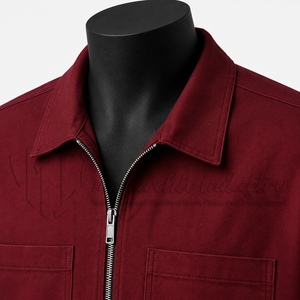 Chemise zippée à manches courtes unie pour homme, en sergé, style workwear, col rabattu, décontractée, pour l'été - Product Image 6