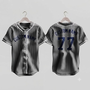 Custom Pinstripe Baseball Jersey Mens <b>Button</b> <b>Up</b> Breathable Sport Uniform Team Apparel Unisex Adult Size Regular Fit <b>Short</b> <b>Sleeve</b> - Product Image 1