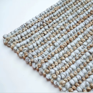 Alfombra de Yute y Lana Hecha a Mano, Alfombra Texturizada con Bucles Gruesos, Alfombra Moderna de Color Neutro para Piso - Product Image 1