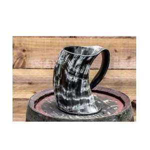 Mug à boire Viking artisanal en corne de buffle vintage, poli naturellement, réutilisable pour la bière ou la miad - Vente en gros - Product Image 4