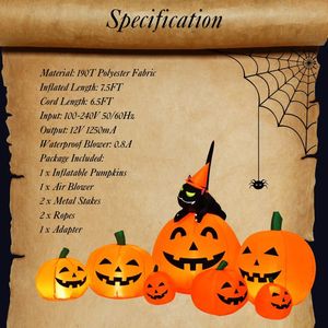 Decorazioni Gonfiabili di Halloween da 2,3 Metri per Esterni: Zucca con Strega e Gatto Nero - Product Image 4