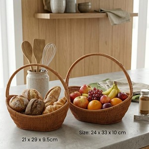 Handwoven Rattan Fruit <b>Basket</b> Ideal For Fruit Storage Breakfast Serving Dining <b>Table</b> And Gift Hamper Use Wholesale From India - Product Image 2