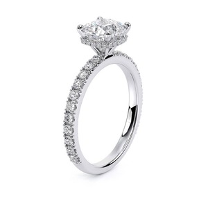 14K White Gold 1.45CT <b>Cushion</b> Cut Lab Grown Diamond Halo Engagement <b>Ring</b> Pave <b>Wedding</b> Jewelry Wholesale - Product Image 3