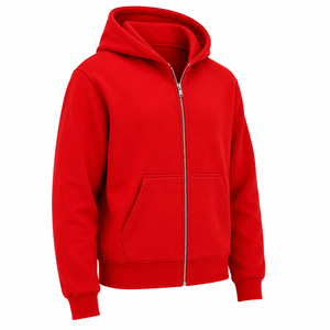 Custom Men Zip Hoodie Full Zipper Metal Closure Fleece Hooded Sweatshirt Split Kangaroo Pocket Solid Color Blank Men Zip Hoodie - Product Image 3