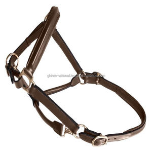 Leather Show Halter Custom Wholesale Horse Equestrian Racing Products <b>Black</b> and Havana Brown Padded Leather Horse Halter - Product Image 6