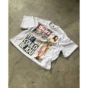 T-shirts personnalisés imprimés style américain Y2K Harajuku Gothic Streetwear Vintage Unisexe Écologiques Respirants Séchage Rapide - Product Image 3