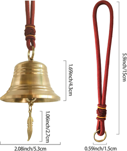 Antique Finish <b>Small</b> Brass Hanging Door <b>Bell</b> Rustic Vintage Brass <b>Bell</b> for Home Decor Temple Entrance Garden Decoration and Gift - Product Image 2