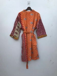 Abrigo Kantha Vintage para mujer, abrigo de baño de algodón cosido a mano con forro de nailon transpirable bordado, novedad - Product Image 4