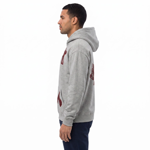 Sudadera con Capucha Oversize para Hombre, Gris, con Estampado Gráfico, 100% Algodón, con Bolsillo Canguro y Hombros Caídos - Product Image 3