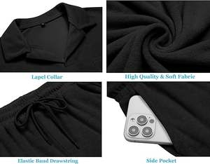 Ensemble polo et short pour homme URRU, tenues d'été, plage, tissu éponge, manches courtes, ensemble court 2 pièces pour homme - Product Image 4