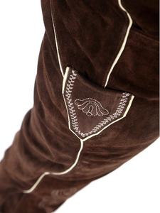 HERREN BAVARIAN BROWN OKTOBERFEST LEDERHOSEN Pantalones Trachten Pantalones Tela de cuero personalizada Cuero de vaca Gamuza 2025 - Product Image 3