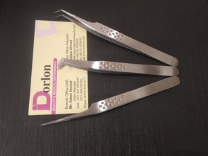 Pince à épiler en fibre en forme de L à 45 degrés pour extensions de cils, pointe droite et volume, marque privée - Product Image 4