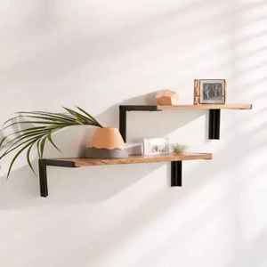 Modern Intersecting Cube Wooden Floating Shelf Wall Mount Black White Multi Tier Storage Ledge <b>Shadow</b> <b>Box</b> Display Rack - Product Image 2