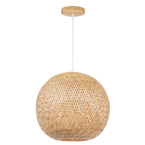 Wholesale Japanese Style Bamboo Sphere Pendant <b>Light</b>, Handwoven Natural Ceiling Lamp Rustic Home Decor, OEM ODM Made in Vietnam - Product Image 1