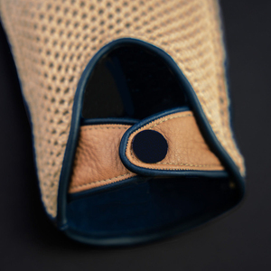 Gants en cuir pour poignets avec paume tricotée respirante, style uni, pour usage extérieur printemps-été - Product Image 5