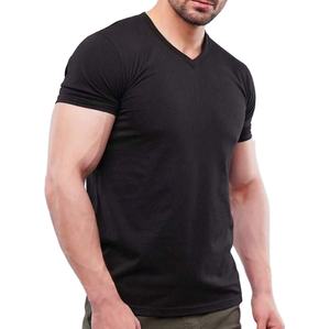 เสื้อยืดคอตตอน 100% พิมพ์โลโก้ตามสั่ง สำหรับผู้ชาย ทรงหลวม แห้งเร็ว สวมใส่สบาย บริการ OEM ระบายอากาศได้ดี คอวี เสื้อยืดแบบกำหนดเองได้ - Product Image 3