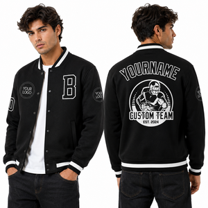 Chaqueta Varsity Clásica para Hombre, con Logotipo Personalizado del Equipo, Estilo Letterman, Cierre a Presión, Color Sólido, Poliéster, Ropa Urbana - Product Image 4