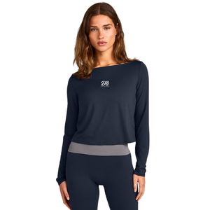 Chemisier décontracté à manches longues pour femme, col bateau, extensible, doux, confortable, léger, pour le quotidien et les activités sportives, tendance - Product Image 1