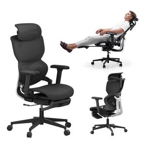 Sedia da Ufficio Ergonomica Q3-MT con Poggiatesta 2D Extra Large, Supporto Lombare in Gomma Morbida e Poggiapiedi, Sedia per Home Office - Product Image 1