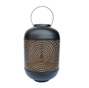 Black Perforated Iron Lantern Candle Holder Heat Resistant Home Decoration Metal Craft Votive Holder Perforated <b>Dot</b> Pattern - Product Image 5