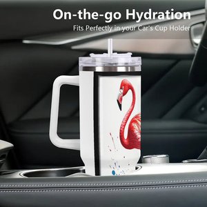 Stainless Steel Tumbler 40oz <b>Insulated</b> Travel Mug With Flamingo Design For Outdoor Use - Product Image 3