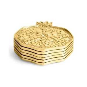 Juego de Posavasos de Metal Dorado con Diseño de Granada, 6 Piezas, Resistentes al Calor, de Lujo, para Comedor Moderno y Regalos Navideños - Product Image 1