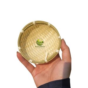 Decorative Handmade Bamboo Tray Lotus Pattern Round Serving <b>Basket</b> Eco Friendly Home Kitchen <b>Table</b> Organizer - Product Image 3