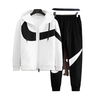 Ensemble de survêtement pour homme en nylon et coton, respirant, séchage rapide, coupe classique, manches longues, fermeture éclair, sweat-shirt de sport, ensemble de jogging décontracté - Product Image 1