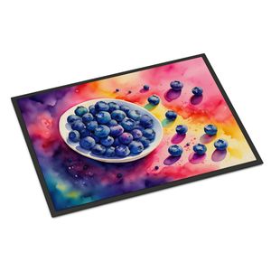 Felpudo antideslizante para interiores/exteriores de arándanos coloridos 24H X 36W, felpudo lavable para puerta delantera de pila baja para entrada - Product Image 1