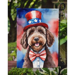 Labradoodle Drapeau de jardin américain patriotique Boîte aux lettres multicolore Drapeau de cour décoratif Bannière pour patio Oeuvre d'art Parterres de fleurs Jardin - Product Image 3