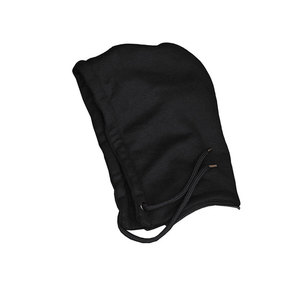 Unisex Black Hooded Fleece <b>Neck</b> <b>Warmer</b> Windproof Casual Winter Wear Regular Fit Solid Color Knitted Fabric - Product Image 2
